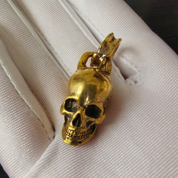 Brass Skull Keychain Key Ring Pendant Necklace Pendant Men Hanging Gift Car Pendant Charm