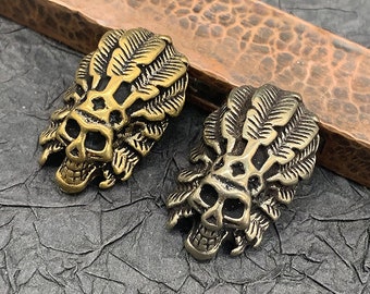 Brass Conchos Screw Back Indian Skull Concho Indian Head Tribal Chief Conchos Decorative Buckle Leather Crafting Accessory