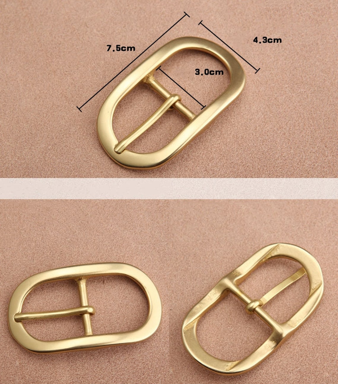 Solid Brass Buckle Single Prong Square Belt Buckle Leather Etsy