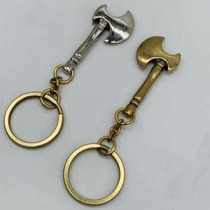 Brass Ax Pendant Vintage Keychain Pendants Key Rings Keychain Accessories Jewelry Gift(Gold/Sliver)