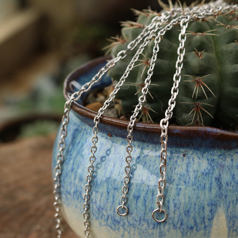 Jewelry Titanium Stainless Steel Chain Silver Necklace Mens Etsy