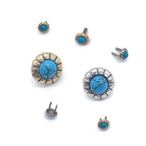 Brass Rivets Turquoise Studs Leather Craft Decorations Studs for Leather Bags Hats Belts