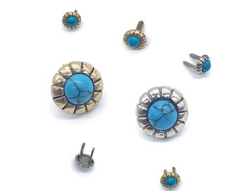 Brass Rivets Turquoise Studs Leather Craft Decorations Studs for Leather Bags Hats Belts