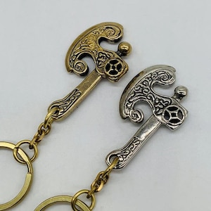 Brass Ax Pendant Vintage Keychain Pendants Key Rings Keychain Accessories for Man Woman(Gold/Sliver)