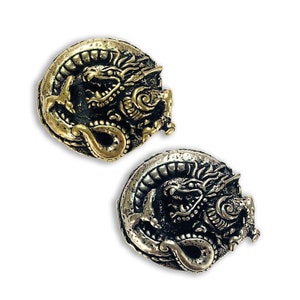 Brass Connectors Dragon Conchos Screw Back Leather Crafting Concho for Leather King Biker Wallet Chain Connector(Gold/Sliver)