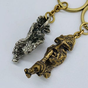 Brass Pendant Face Statue with No-speaking Slogan Key Chain Accessories for Men Women Antique Keychain Accessories Jewelry Gift