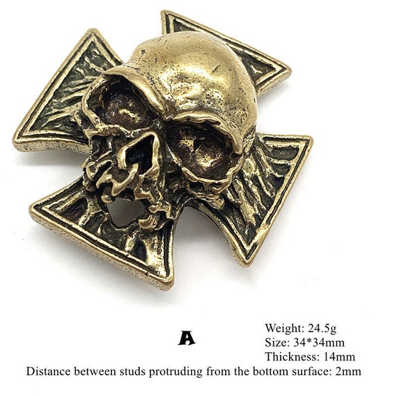 Brass Wing Skull Concho Screw Back Western Cowboy Punk Brass Wing Skull Concho Screw Back Western Cowboy Punk