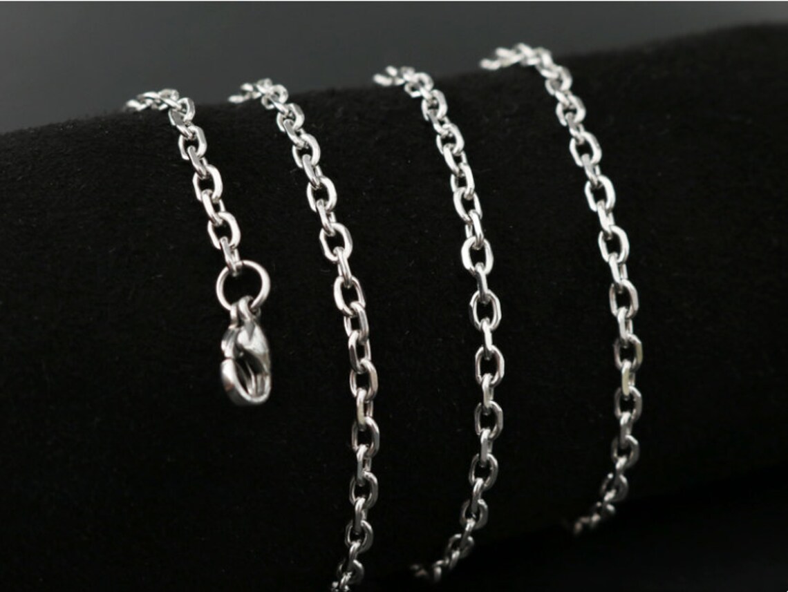 Jewelry Titanium Stainless Steel Chain Silver Necklace Mens Etsy