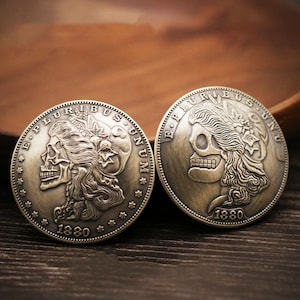 Morgan Dollar Concho Screw Back Leather Craft Conchos Skull Leather Decorative Buckle for Leather King Biker Wallet Chain Connector