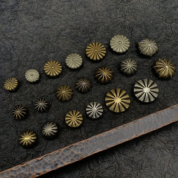 Brass Conchos Screw Back Vintage Buttons Leather Crafting Concho for DIY Leather Goods Decoration Accessories