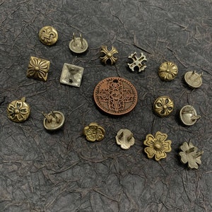 Brass Rivets Flower Shape Stud For Leather Craft Decorations 8 Types