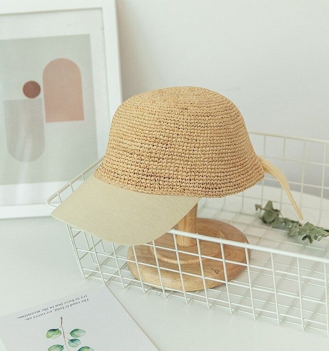 Natural Straw Baseball Cap For Women Women's fashion bow Etsy
