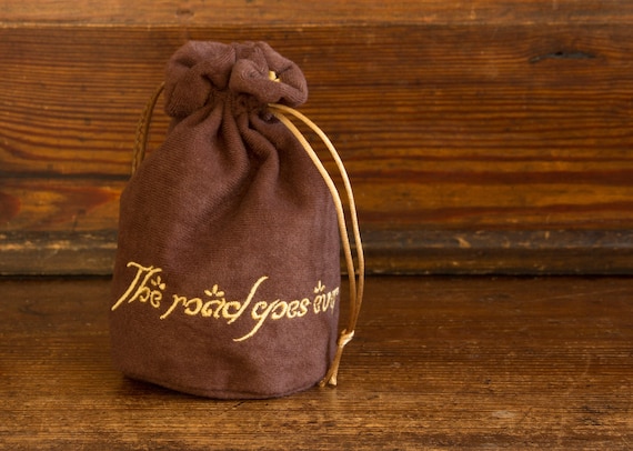 Bilbo's Poem Dice, Gift or Favour Drawstring Bag, Tile Pouch, Embroidered Faux Suede/Velvet for DnD, D&D, LOTR, Pathfinder