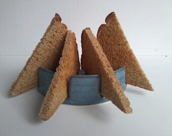 Toast Rack "Toasthenge", ("Stonehenge") ceramic, speckled blue glaze.