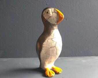 Puffin, Raku fired. Each piece is hand made and very individual.