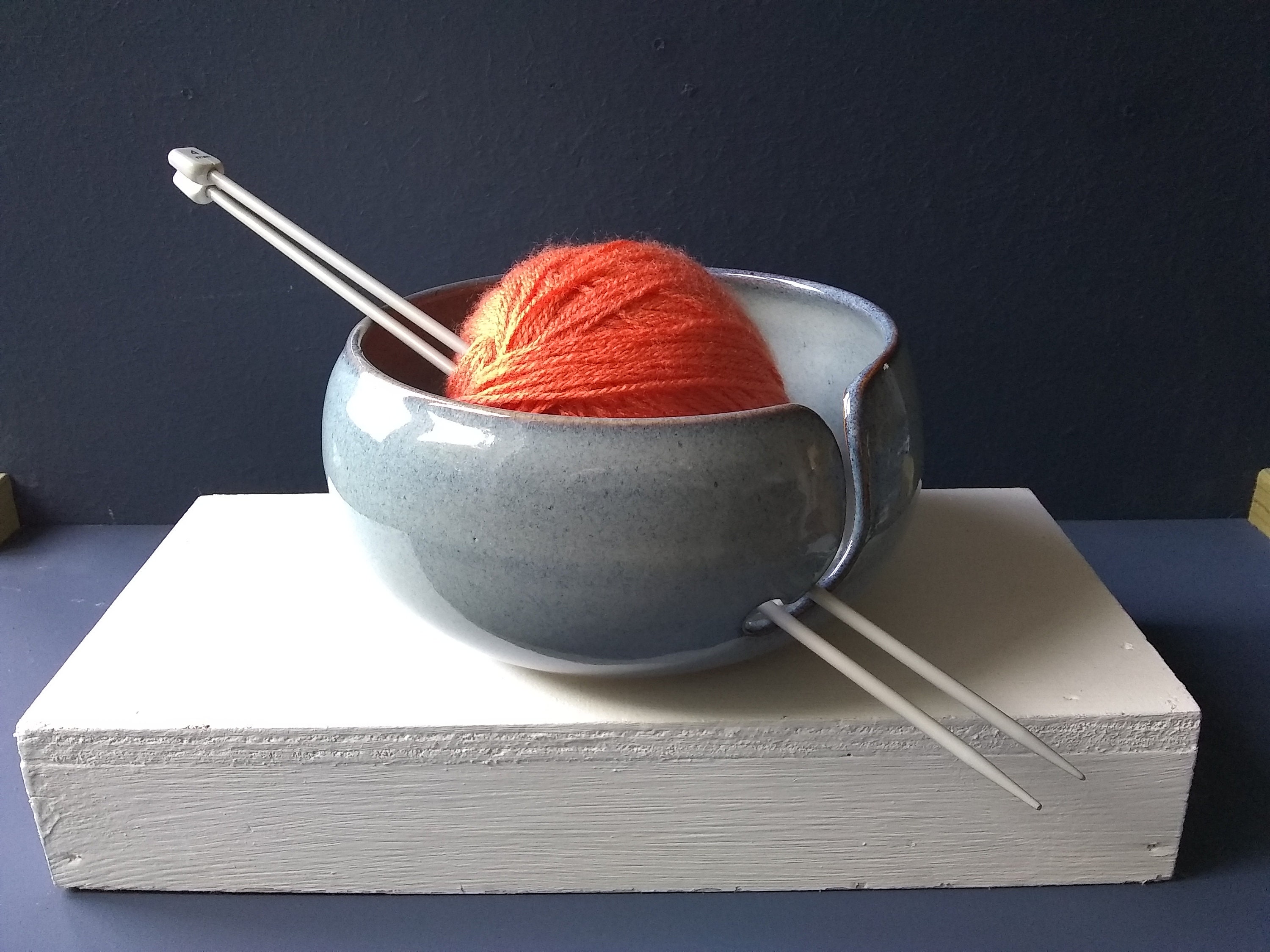 Talavera Pottery Ceramic Yarn Bowl Knitting Bowl Crochet Bowl royal Border  