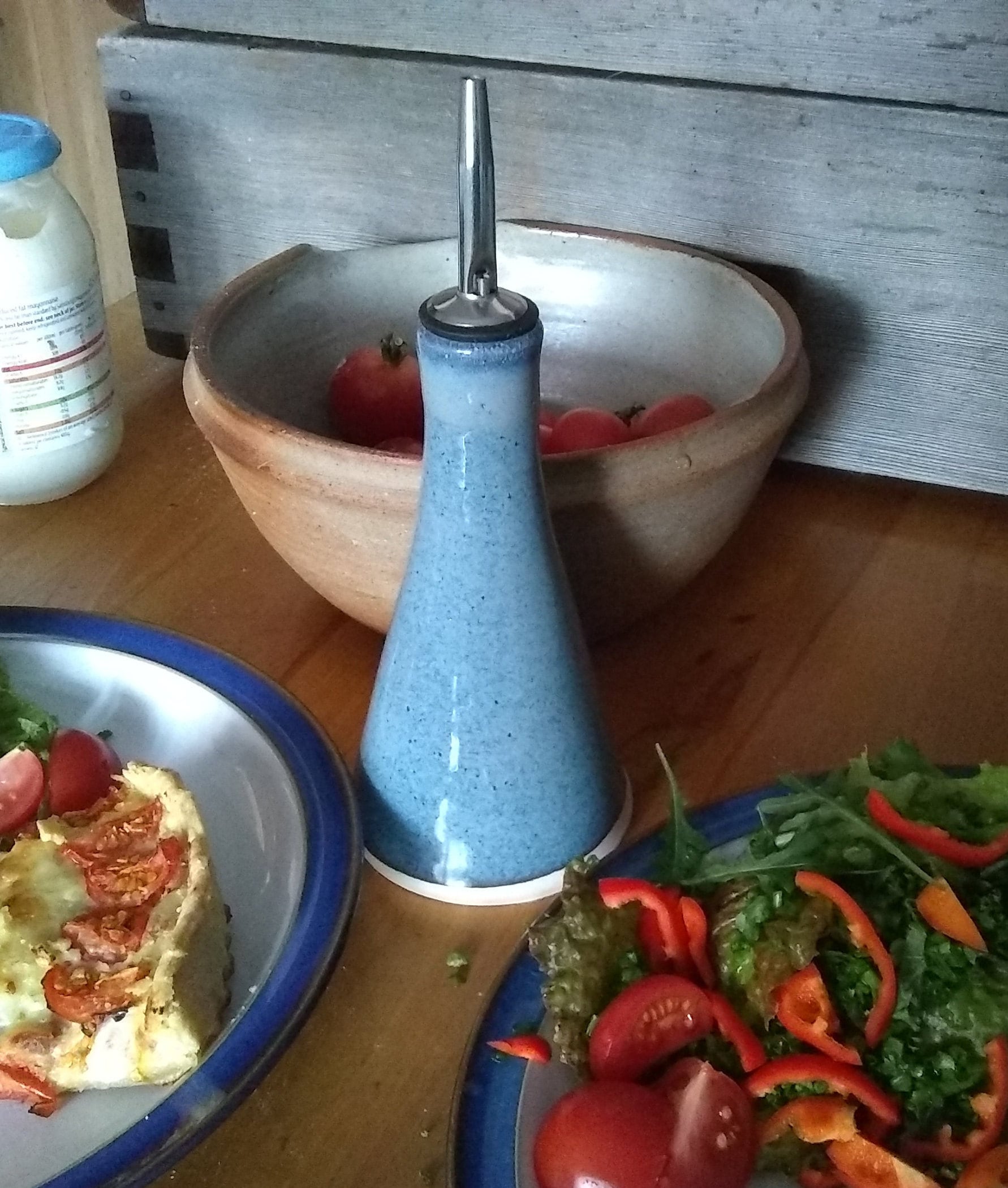 Oil Drizzler/ Vinegar Pourer, Ceramic, Speckled Blue Glaze. - Etsy