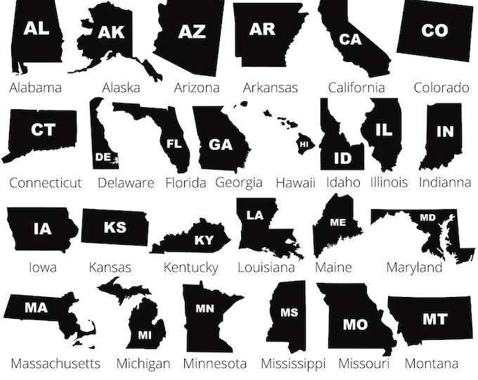 State with Abbreviation Permanent Vinyl Decal