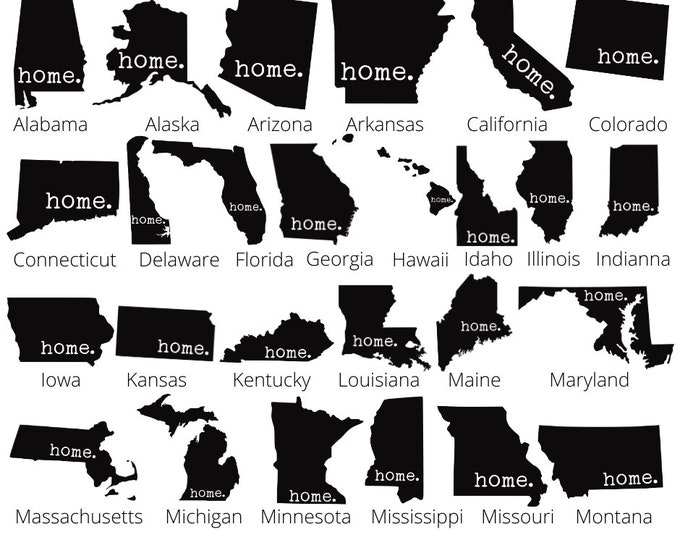 State with home. text Permanent Vinyl Decal
