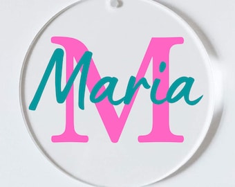 Chaveiro de acrílico personalizado com monograma circular (com borla opcional)