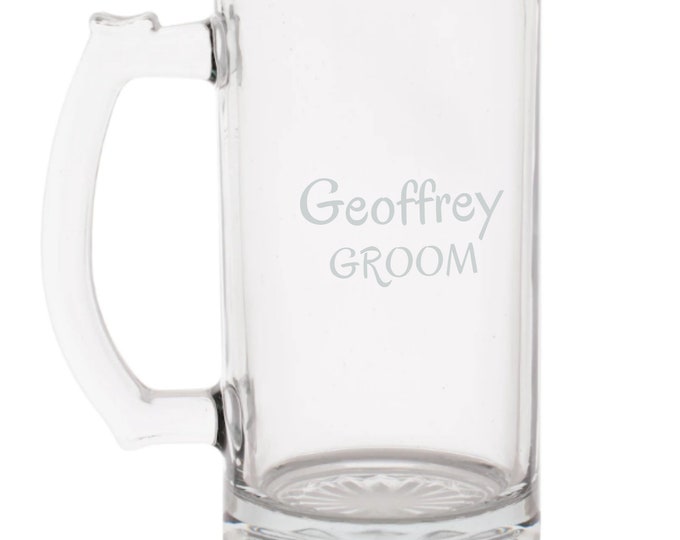 Etched Glass Groomsmen Personalized Beer Mugs