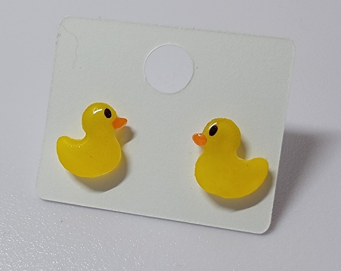 Rubber Ducky Acrylic Stud Earrings - Handmade