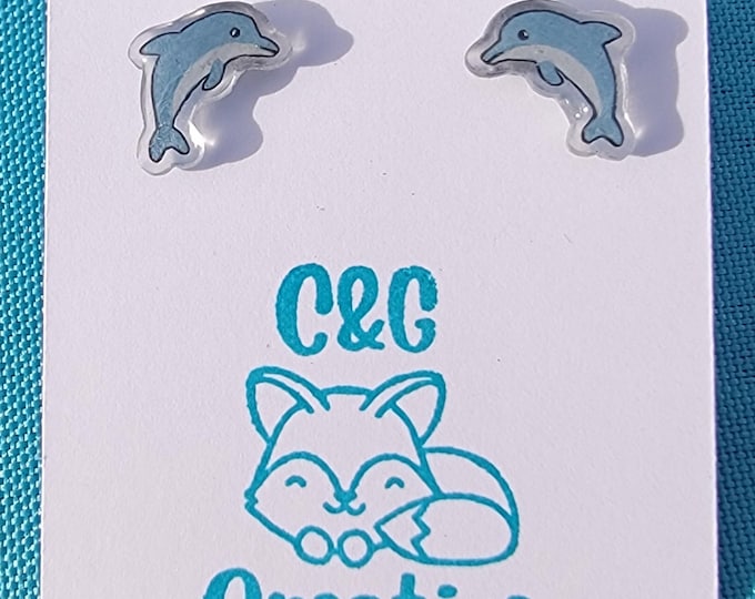 Dolphin/Turtle/Shark Acrylic Stud Earrings - Handmade