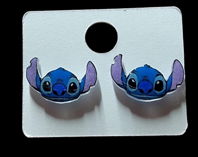 Stitch Acrylic Stud Earrings - Handmade