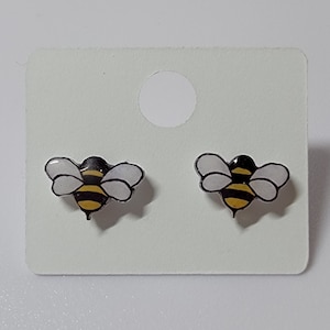 Bumblebee Acrylic Stud Earrings - Handmade