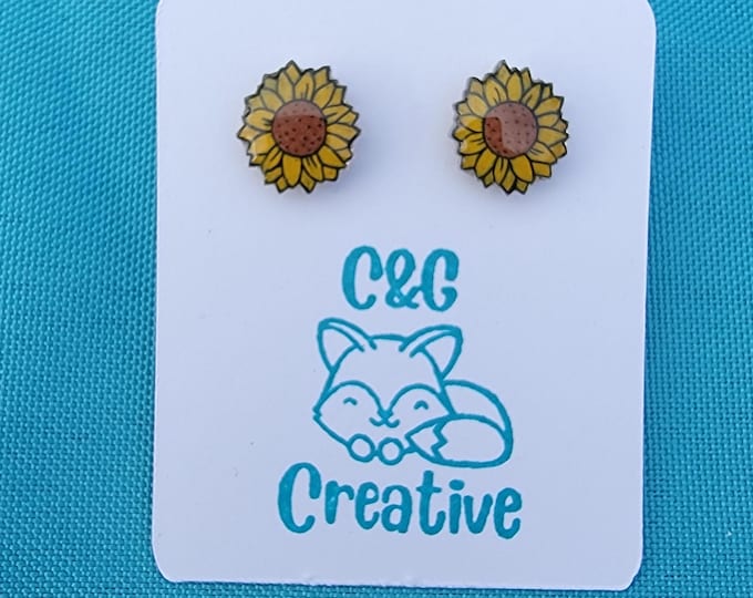 Flower Acrylic Stud Earrings - Handmade