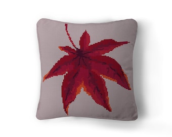 Tapestry Kit, Autumn Leaf on Soft Lilac, 12" Needlepoint Kit