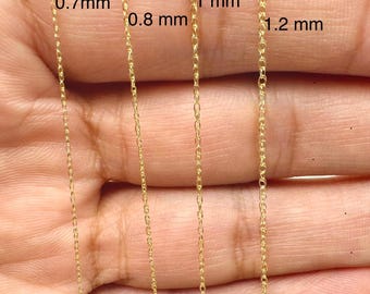 14K Solid Gold Rope Chain for Pendant 0.7mm-1.2mm – Dainty and Minimalist Unisex Necklace | Real Gold Chain 16"-24" for Everyday & Layering