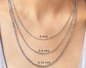Collana Oro Bianco 10K A Maglie Tonde Rolo - Catana Sottile 1,9mm Per Uomo E Donna, Disponibile 40-45-50cm