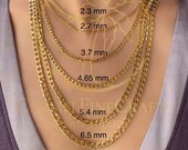 14k Gold Plated Mariner/Anchor Link Chain Necklace – 3mm Wide, 16-24 Inch, Lobster Clasp