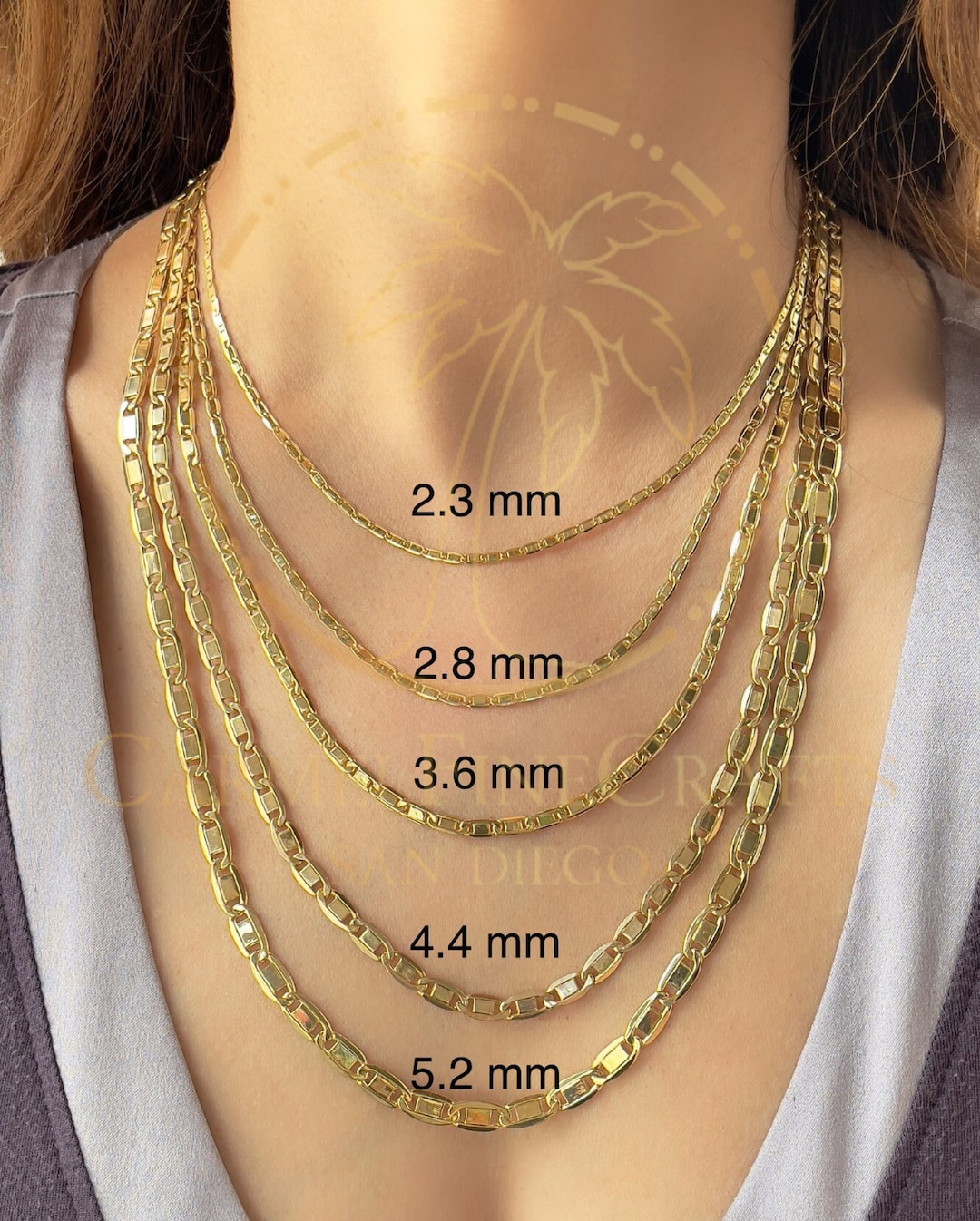 1.8mm-5.2mm Mirror Shiny Valentino Link Chain Necklace for
