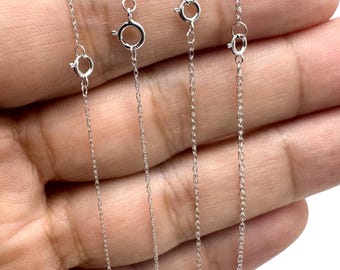 14K Solid White Gold Rope Chain 0.7mm-1.0mm for Pendant – Dainty Minimalist Unisex Necklace 16"-24" for Everyday & Layering