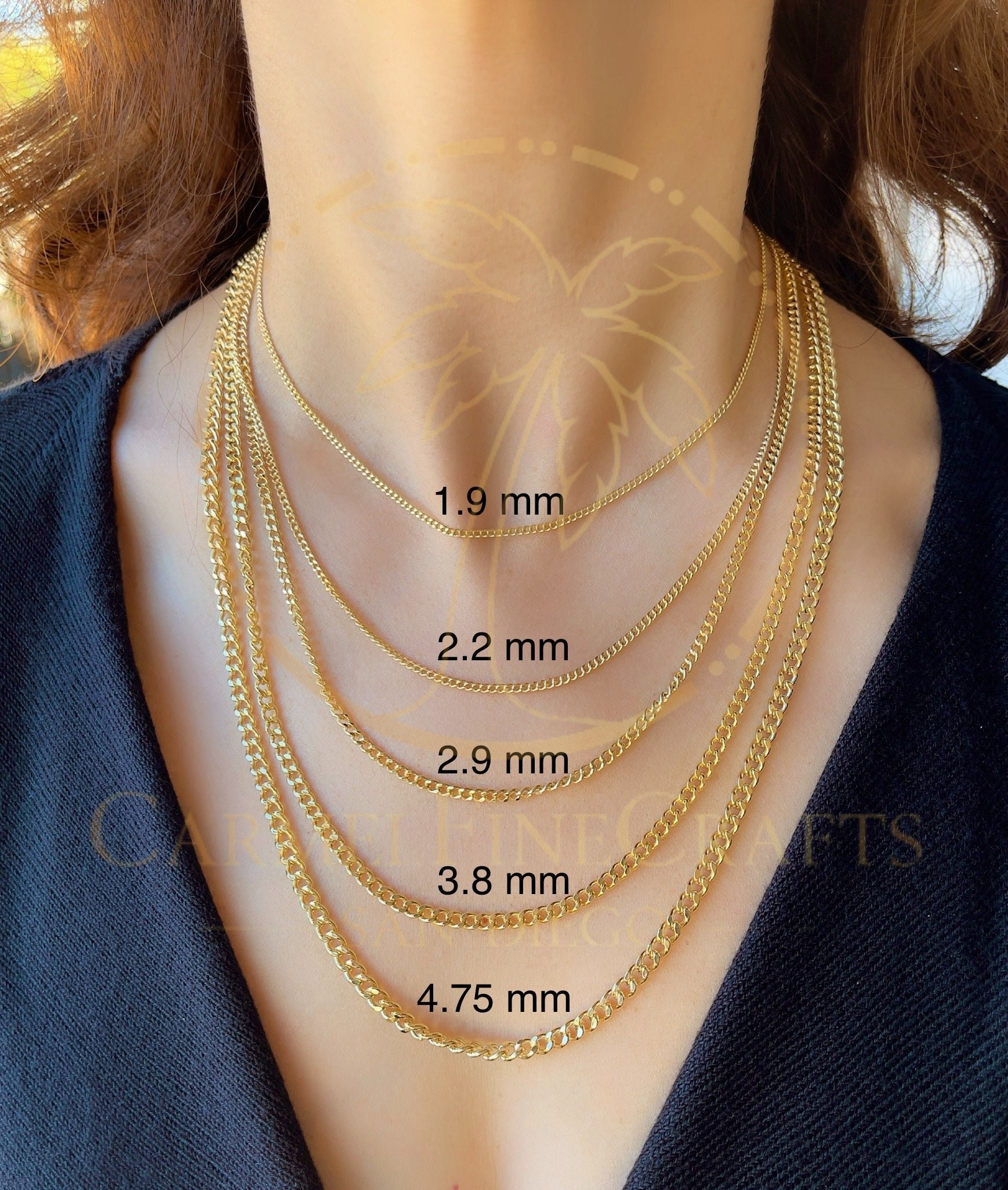 Curb Cuban Link Chain Necklace Real 14K Yellow Gold Women Men Sz