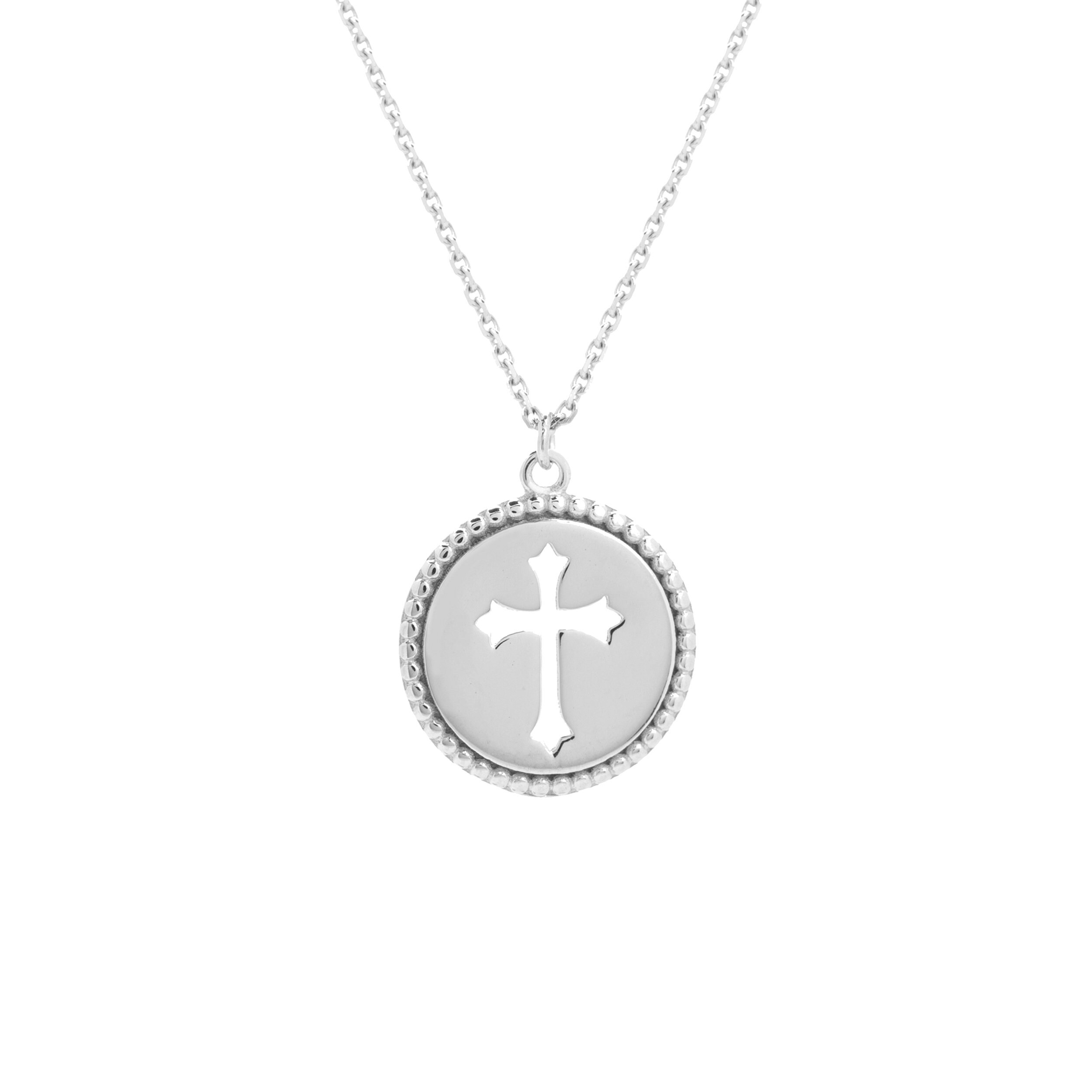 Medallion Cross Pendant Necklace Cut Out Cross Necklace | Etsy
