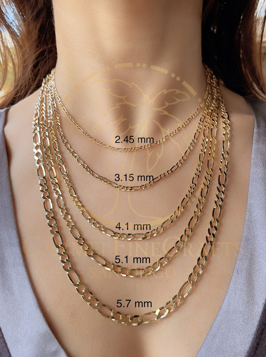 Figaro Link Chain Men Women Dainty Diamond Cut Necklace 16