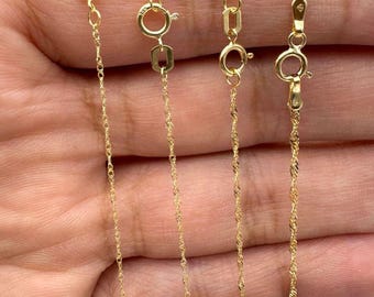 Singapore-kedja i 14 karat massivt guld – Elegant 0,8 mm/1,0 mm/1,2 mm/1,4 mm | Halsband i äkta guld för hängen, lager på lager och vardaglig glans