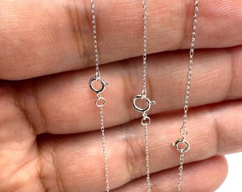14K massivt vitguldskedja 0,7 mm-1,0 mm för hänge – Elegant minimalistiskt unisexhalsband 16"-24" för vardag och lager-på-lager-tillverkning