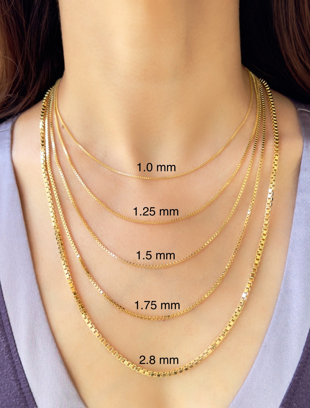 1.0mm-2.8mm Mirror Square Box Chain Dainty Box Chain