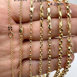 Rolo Gliederkette Halskette Minimalist Zarte Rolo Kette Sz 1,5 mm - 5,2 mm 16 "- 24" 14K Gelbgold