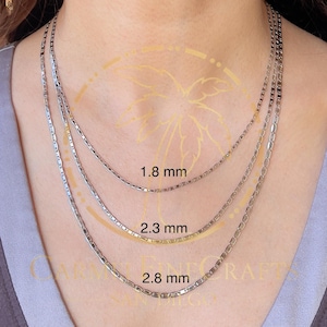 White Gold Mirror Shiny Valentino Link Chain Necklace For Men Women Diamond Cut 16&quot;-24&quot; 14K 1.8mm-2.8mm