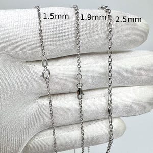 White Gold Rolo Link Chain Necklace Diamond Cut Rolo Chain 1.5mm-2.5mm 16" - 24" 14K White Gold