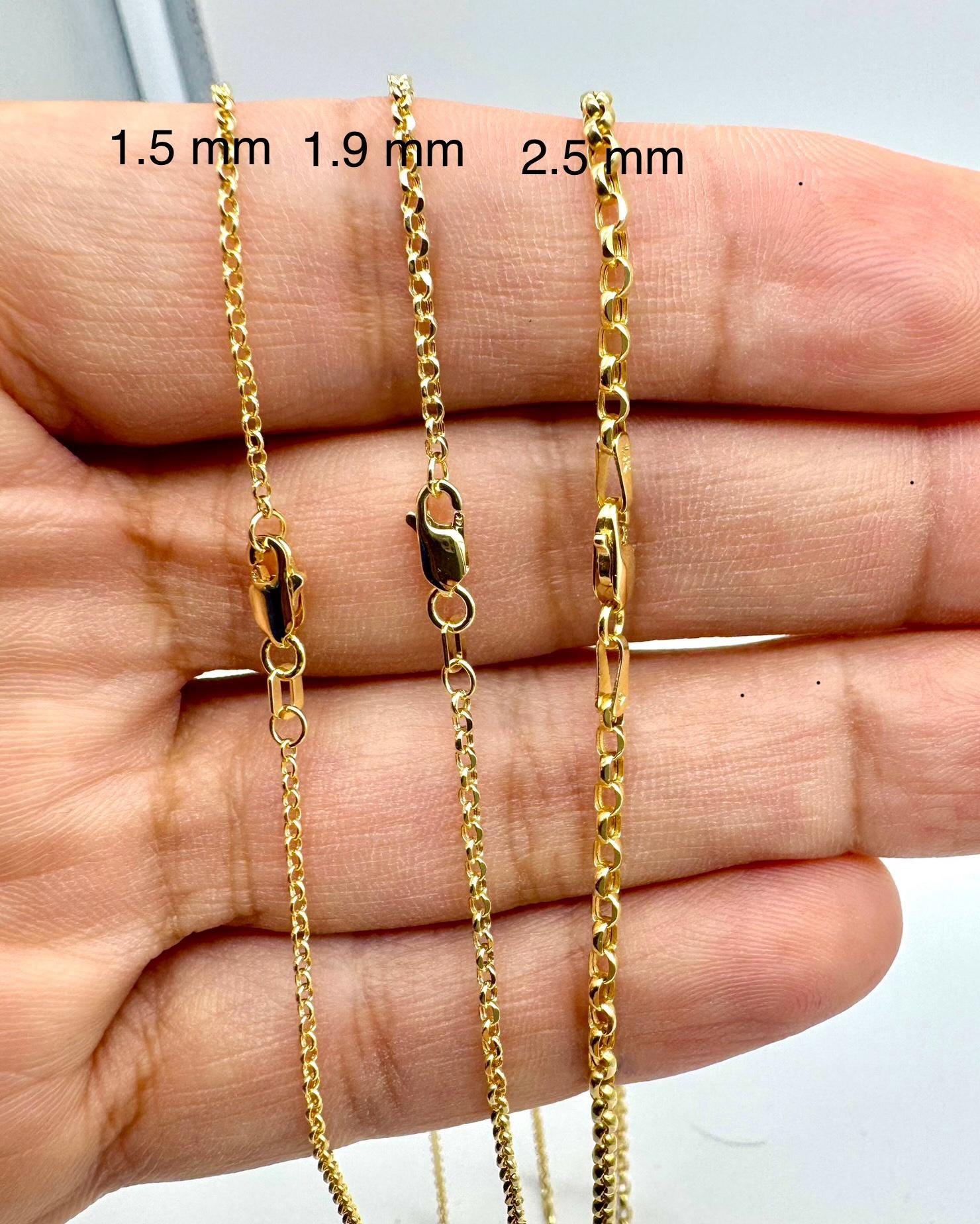 Rolo Link Chain Necklace Minimalist Delicate Rolo Chain Sz 1.5mm