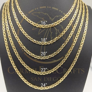 thumbnail image 2 of 14k Gold Plated Mariner Link Chain Necklace - 3mm Wide, 16-24 Inch (Men's/Women's) 2 of 4
