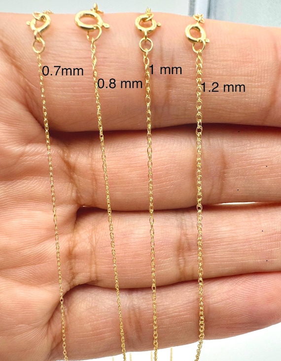 14K Solid Gold Rope Chain for Pendant 0.7mm-1.2mm – Dainty and Minimalist Unisex Necklace | Real Gold Chain 16"-24" for Everyday & Layering