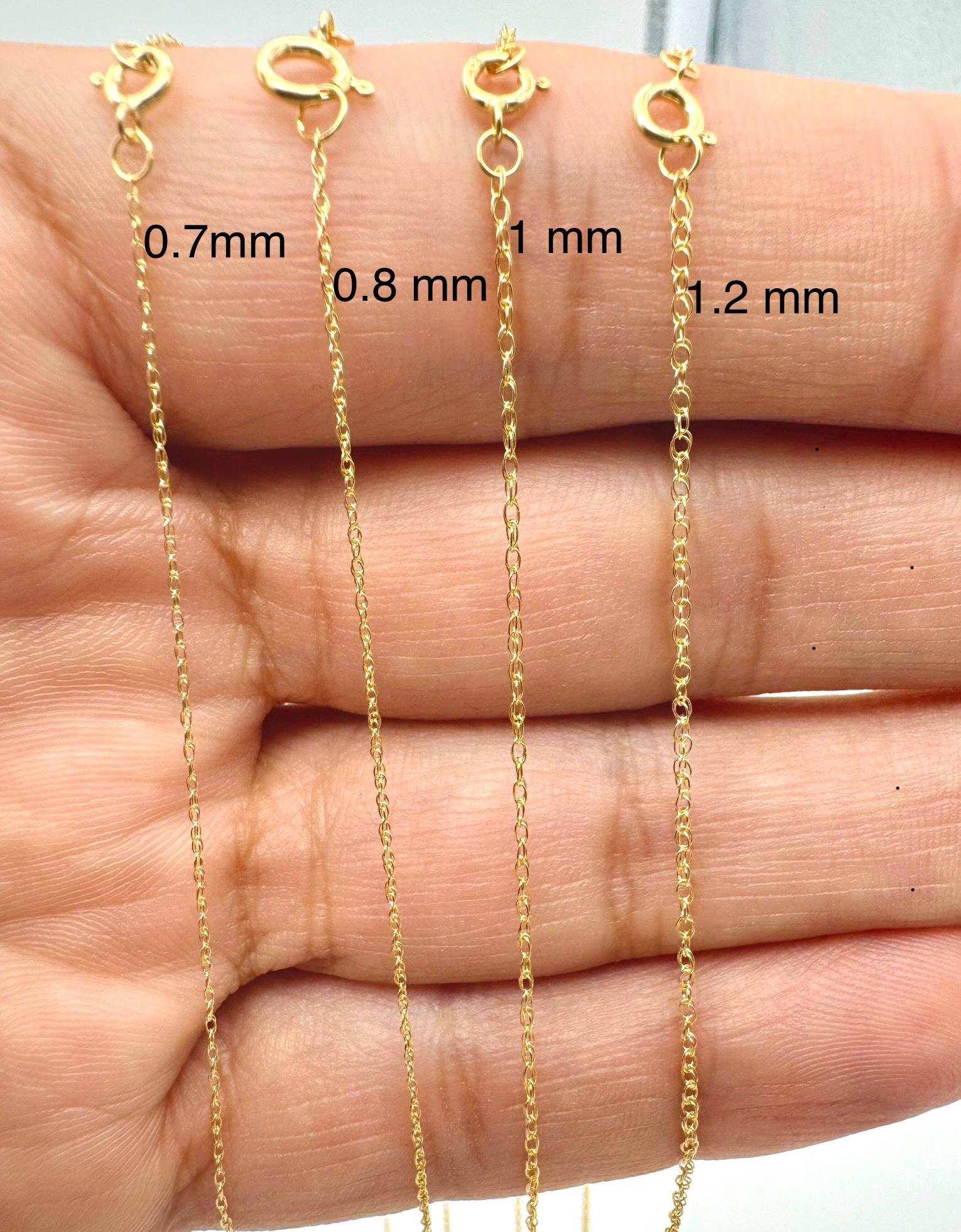Collana a catena in oro 14 ct, 1,4 mm, taglio brillante, opzioni di lunghezza: 41 46 51 e Oro giallo, cod. QTP431013