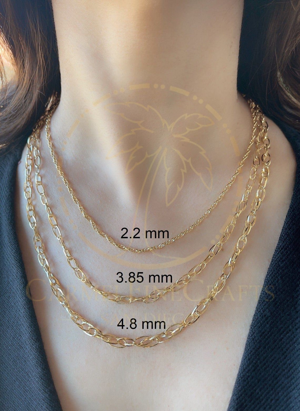 Cable Rope Chain for Men Women Dainty Link Chain Necklace Sz 2.2mm